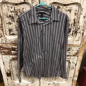 Express XL Grey/Silver Striped Dress Shirt
